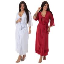 Kit 2 robe noiva feminino roupão de renda luxo hobe brc