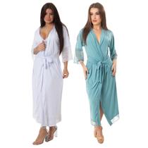 Kit 2 robe noiva feminino roupão de renda luxo hobe brc