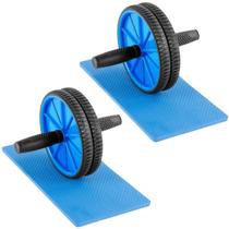 Kit 2 Roda Abdominal + Tapete Fitness Exercícios Em Casa