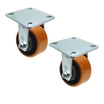 Kit 2 Roda Rodízio Fixo Ajax 4" Carga Pesada 300 kg C/ Base