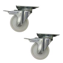 Kit 2 Roda Rodízio Giratório 4" Carga Com Freio Trava Total