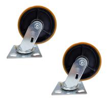 Kit 2 Roda Rodízio Giratório 6" Carga Pesada 300 kg C/ Base Kit 2 Roda Rodízio Giratório 6" Carga Pesada 300 kg C/ Base