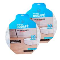 KIT 2 Rodapé Branco EVA 7cm Altura 10m Flexível Acabamento