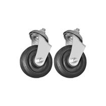 Kit 2 Rodas 100mm Ferro Borracha 4'' Pol Parafuso Giratória