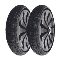 Kit 2 Rodas Carrinho Mão Pedreiro Eixo 1 Maciço Sem Câmar