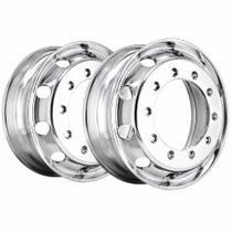 Kit 2 Rodas de Alumínio Pedroni Nc+ Aro 22.5x8.25 Polida Dupla Face 10 Furos