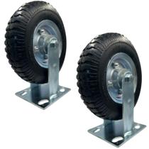 Kit 2 Rodas Fixas Completas Pneu Borracha 4 Lonas 8pol 300kg Kit 2 Rodas Fixas Completas Pneu Borracha 4 Lonas 8pol 300kg