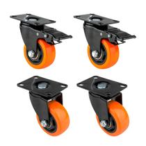 Kit 2 Rodas Rodizio Com Trava + 2 Rodas Sem Trava 3 Polegadas Para Case Profissional - LUMINOS