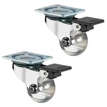 Kit 2 Rodinha Gel Incolor Móveis C/ Freio 35mm 30kg Silicone