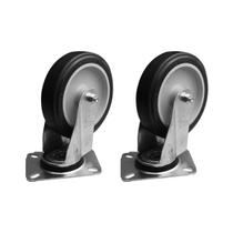 Kit 2 Rodinhas 12cm Plástico BP 5 Pol c Placa Giratória Kit 2 Rodinhas 12cm Plástico BP 5 Pol c Placa Giratória