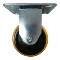 Kit 2 Rodizio Ferro Poliuretano 4pol. R414 Fixo Placa 200kg