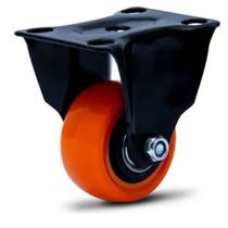 Kit 2 Rodizio Fixo 2 Polegadas com Placa sem Freio Laranja para 50kg