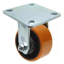 Kit 2 Rodizio Fixo 4 Polegadas com Placa sem Freio PU para 300kg Aj