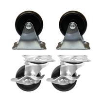 Kit 2 Rodízio Fixo 50mm e 2 Rodízio Giratório 50mm Com Trava