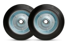 Kit 2 Rodízio Fixo 8 Polegadas Borracha Reforçada 150kg Cada - Uso Industrial e Doméstico