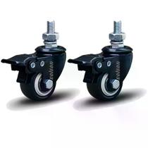 Kit 2 Rodízio Linha Black Parafuso 3/8" 50mm Com Freio 100kg Preto - Colson Kit 2 Rodízio Linha Black Parafuso 3/8" 50mm Com Freio 100kg Preto - Colson