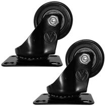 Kit 2 Rodízio PVC Preto 1.5/8" 41mm - Giratório - A09410-G - Ajax Kit 2 Rodízio PVC Preto 1.5/8" 41mm - Giratório - A09410-G - Ajax