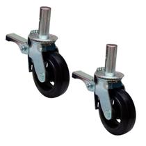 Kit 2 Rodízio Roda Andaime 6x2 Pol Colson 450kg com freio e espiga Preto Kit 2 Rodízio Roda Andaime 6x2 Pol Colson 450kg com freio e espiga Preto