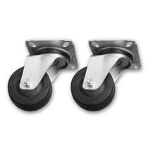 Kit 2 Rodízios 312 Borracha c Placa Giratória s Trava p 75Kg Kit 2 Rodízios 312 Borracha c Placa Giratória s Trava p 75Kg