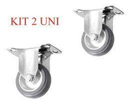 KIT 2 Rodizios Fixo 2pol. R210 Pvc Placa/chapa 30kg Por Roda