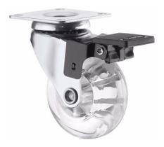 KIT 2 Rodizios Gel Rodinha Giratória Silicone 35mm C/ Trava