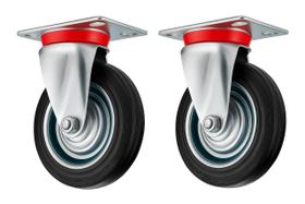 Kit 2 Rodízios Giratórios 8 Polegadas Borracha - Suporte até 150 kg Cada - Durabilidade e Qualidade