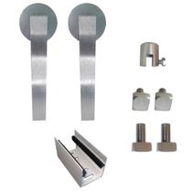 Kit 2 Roldanas e 1 Guia para Trilho Alumínio Premium - Escovado - Al-Fer