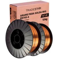 Kit 2 Rolos Arame Para Solda Mig Com Gás 1,0 mm 15Kg Er70s-6