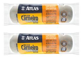 Kit 2 Rolos De Lã De Carneiro + Lã De Poliéster 23cm Atlas