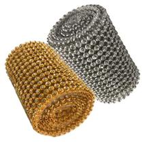 Kit 2 Rolos de Manta Strass Dourada e Prata 10X45 mm biju