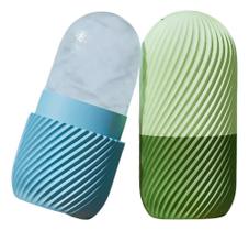 Kit 2 Rolos Faciais De Gelo Em Silicone Massageador Facial