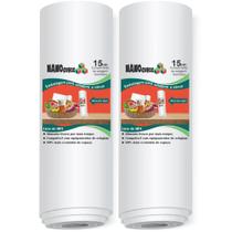 Kit 2 Rolos Nanocubos 15x500cm Embalagens Sacos refil bobina com Ranhura Gofrada para Seladora A Vácuo Kit 2 Rolos Nanocubos 15x500cm Embalagens Sacos refil bobina com Ranhura Gofrada para Seladora A Vácuo