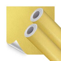 Kit 2 Rolos Papel Parede Lavavel Texturizado Casca Amarelo