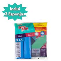 Kit 2 Rolos Saco de Lixo 30L + 3 Esponjas Diamond - Esfrebom