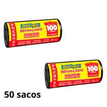 Kit 2 rolos saco de lixo reforçado dover roll 100l alta resistência, pacote com 25 unidades