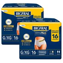 Kit 2 Roupa Íntima Bigfral Derma Plus Descartável Unissex Tamanho G/XG com 16 Unidades cada