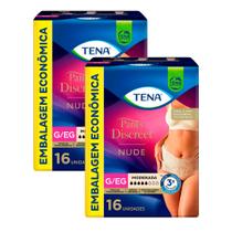 Kit 2 Roupa Íntima Descartável Tena Pants Discreet Nude Tamanho G/EG com 16 Unidades