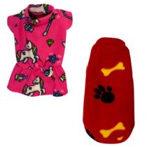 Kit 2 Roupas De Inverno Para Cães E Gato Vestido E Capa P