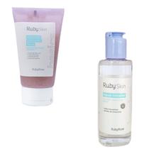 Kit 2 Ruby Rose Sabonete Esfoliante Facial Agua Micelar linha Basics Kit 2 Ruby Rose Sabonete Esfoliante Facial Agua Micelar linha Basics