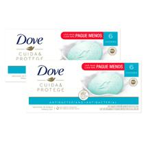 Kit 2 Sabonete em Barra Dove Antibacteriano Cuida e Protege com 6 Unidades de 90g cada Leve Mais Por Menos Kit 2 Sabonete em Barra Dove Antibacteriano Cuida e Protege com 6 Unidades de 90g cada Leve Mais Por Menos