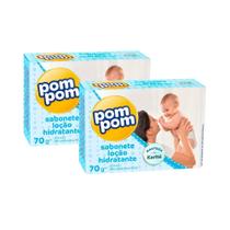 Kit 2 Sabonete em Barra Infantil Pom Pom Loção Hidratante 70g
