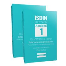 Kit 2 Sabonete em Barra Isdin Oily Skin Acniben 1 Antioliosidade Oil Control Soap 80g