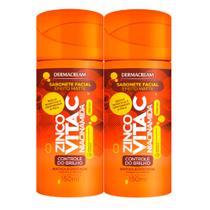 Kit 2 Sabonete Facial Efeito Matte Dermacream Zinco + Vita C Niacinamida 150ml Kit 2 Sabonete Facial Efeito Matte Dermacream Zinco + Vita C Niacinamida 150ml