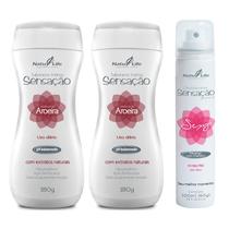 Kit 2 Sabonete Íntimo Líquido Sensação Aroeira + 1 Desodorante Íntimo Sexy Morango com Chantilly