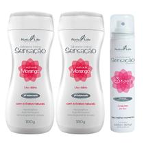 Kit 2 Sabonete Íntimo Líquido Sensação Morango + 1 Desodorante Íntimo Sexy Morango com Chantilly - Natu LIfe