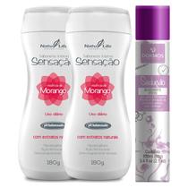 Kit 2 Sabonete Íntimo Líquido Sensação Morango + 1 Desodorante Sedução Permita-se (roxo)
