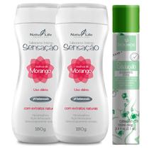 Kit 2 Sabonete Íntimo Líquido Sensação Morango + 1 Desodorante Sedução Sinta-se (verde)