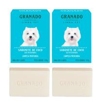 Kit 2 Sabonete Pet Cachorro Gato Óleo de Coco Granado Barra Anti Oleosidade Limpeza Profunda 100g