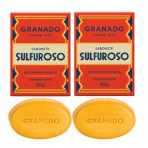 Kit 2 Sabonete Sulfuroso Granado Pele Oleosa Combate Acne Enxofre Base Begetal em Barra 90g Kit 2 Sabonete Sulfuroso Granado Pele Oleosa Combate Acne Enxofre Base Begetal em Barra 90g