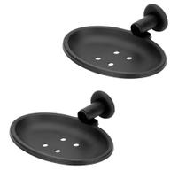 Kit 2 Saboneteira Inox Banheiro Parede Porta Sabonete Black